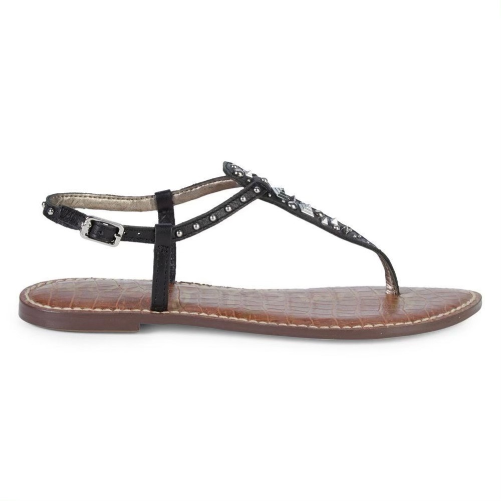 Sam Edelman Gigi Sandals Black Silver Studded Sz 9